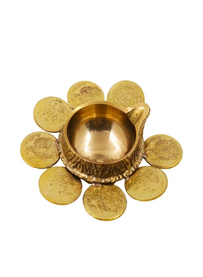 Spillbox Tradition Kuber Coin Diya|Kubera Vilakku|Depam|مصباح لاكشمي النحاسي|مصباح فاستو|مصباح Ashta Lakshmi Kubera|ديبام لمتجر Pooja Home Temple Shop [الوزن: 50 جم] - Kuber 8 Coin Diya - Image 1